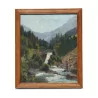 Oil painting on canvas “Mountain and waterfall” signed lower … - Moinat - VE2022/1
