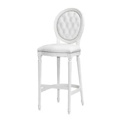Louis XVI style bar chair in white imitation leather with …