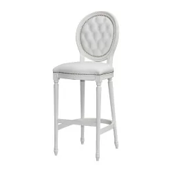 Louis XVI style bar chair in white imitation leather with …