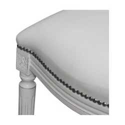 Barstuhl im Louis XVI-Stil aus weißem Kunstleder mit …