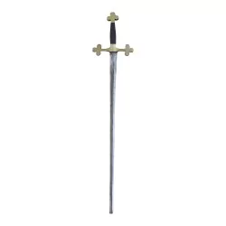 Sword with trefoil pommel, ebony and bronze wood handle, blade in …