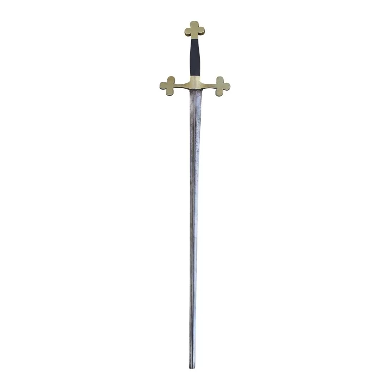 Sword with trefoil pommel, ebony and bronze wood handle, blade in … - Moinat - Decorating accessories