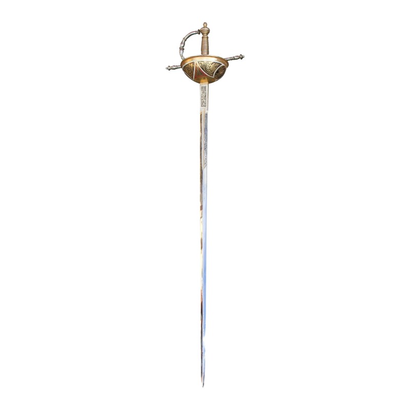 Épée, avec fleuret de duel (combat) grade protégée gravée et - Moinat - Accessoires de décoration Épée, avec fleuret de duel (combat) grade protégée gravée et - Moinat - Accessoires de décoration