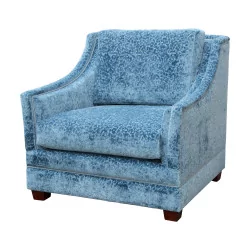 living room armchair in the style of JANSEN, covered with fabric …
