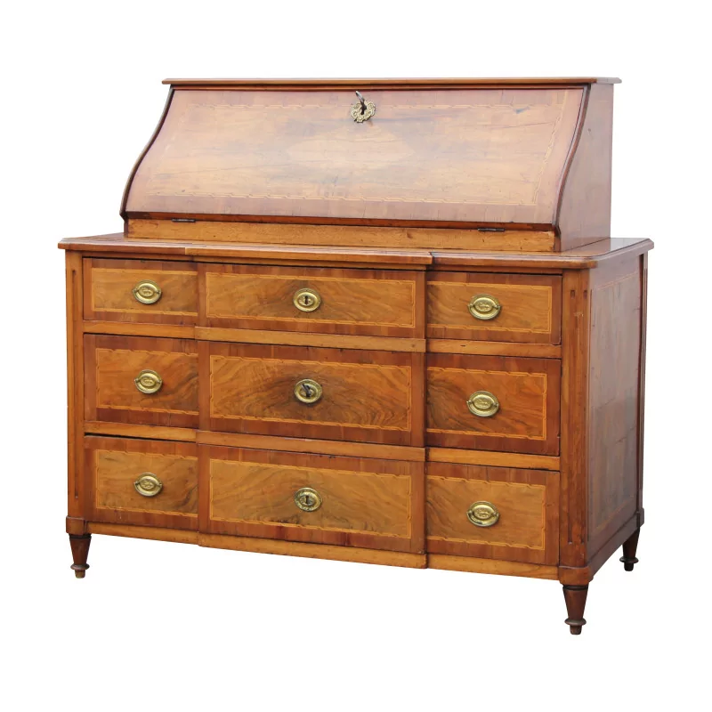 Louis XVI Hopfengarten curved chest of drawers in walnut wood … - Moinat - Desks : cylinder, leaf, Writing desks