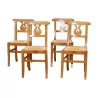 Lot de 4 chaises Directoire en bois de noyer à palmette. 19ème … - Moinat - Chaises