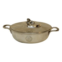 Écuelle avec couvercle en argent (374g), avec lion sur …