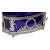Jardinière en argent et verre coloré bleu (verre fendu), - Moinat - Argenterie