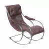 Rocking armchair - chair in wrought iron and brown leather, … - Moinat - Armchairs