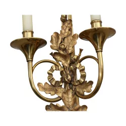 Pair of Louis XVI bronze sconces, “hunting horn” model …