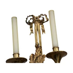 Pair of Louis XVI bronze sconces, “hunting horn” model …