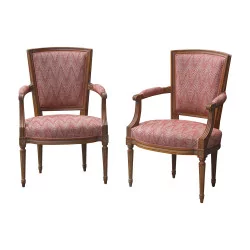 Pair of Louis XVI style spade shovel armchairs, …