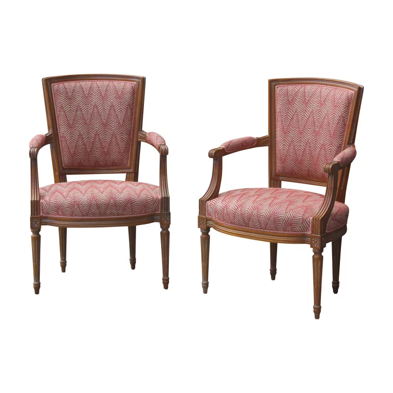 Pair of Louis XVI style spade shovel armchairs, … - Moinat - Armchairs