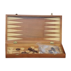 Coffret en bois avec jeu Backgammon avec pièces à