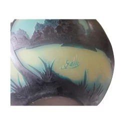 Glass paste lamp signed on Émile GALLÉ hat and foot