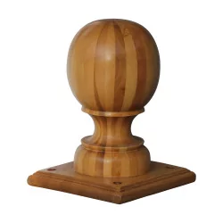 monumental wooden staircase ball on square base. 21st