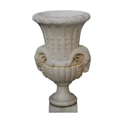 Urn in beige Verona marble, GENEVA model.