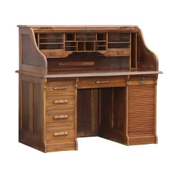 Bureau Américain, en bois de chêne avec 5 tiroirs (2 clés) et