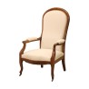 Fauteuil Voltaire en bois de noyer recouvert de tissu blanc, 2 - Moinat - Fauteuils
