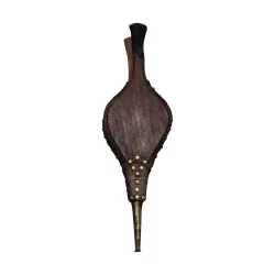 Bellows in wood and brown leather 20th century