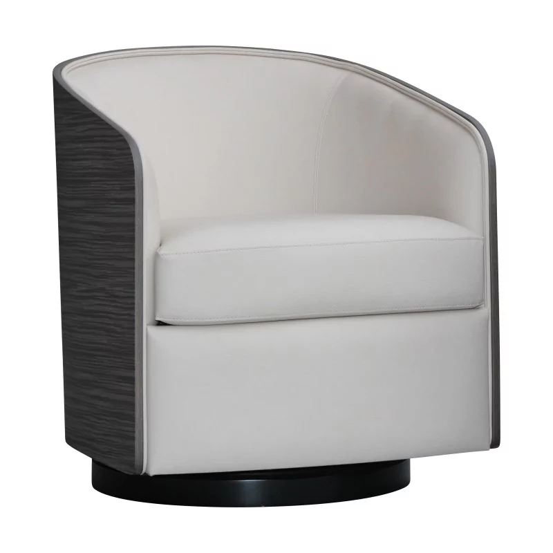 Fauteuil de salon, modèle "Coque" pivotant sur socle noir - Moinat - Fauteuils