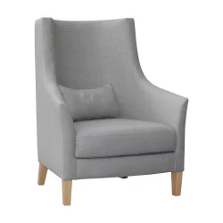 Кресло «Эдгар» из натурального дуба, обтянутое тканью Лоро …