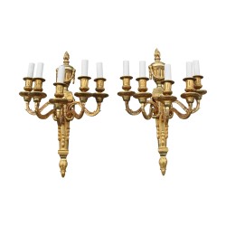 Paire d'appliques Louis XVI Napoléon III en bronze doré, grand …