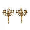 Pair of Louis XVI Napoleon III sconces in gilt bronze, large … - Moinat - Wall lights, Sconces