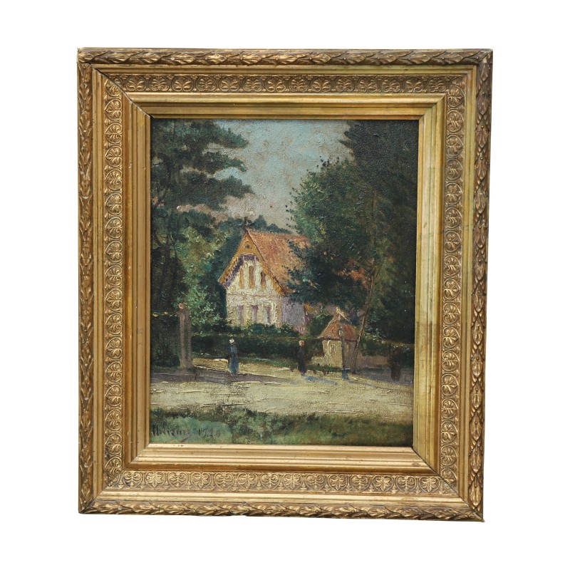 Ölgemälde auf Karton „Landhaus“, unten rechts signiert - Moinat - Gemälden - Landschaften Ölgemälde auf Karton „Landhaus“, unten rechts signiert - Moinat - Gemälden - Landschaften