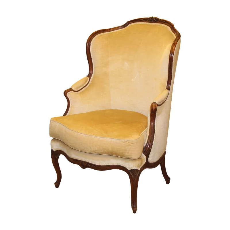 Bergere Louis XV gondola in beech wood and covered with … - Moinat - Armchairs