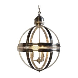 Lustre à 3 lumières en métal argenté, modèle Chloé.