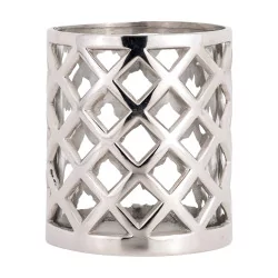 Tealight holder in silver metal and glass, Emmy model.