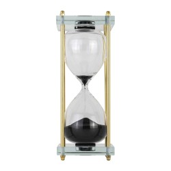 Sablier de décoration en verre et cristal, sable coloris noir,