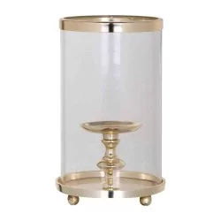 Photophore modèle Havily, en métal doré et verre.
