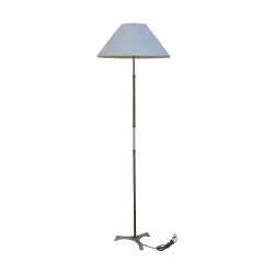 Vintage Stehlampe aus Messing mit Seidenschirm …