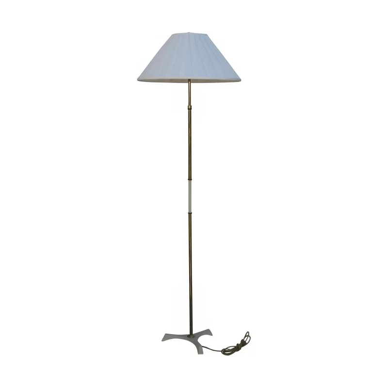 Vintage Stehlampe aus Messing mit Seidenschirm … - Moinat - Stehlampen