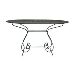 Vincy model oval table in wrought iron with sheet metal top …