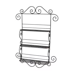 black wrought iron shelf with 3 levels. 21st century