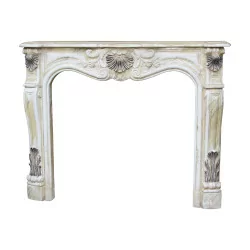 Baroque Louis XV fireplace in used painted stucco.