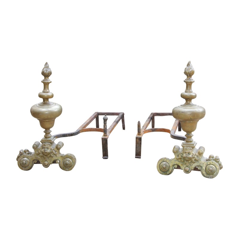 Pair of Louis XIV patinated bronze andirons. France, late 18th... - Moinat - Firedogs, Andirons Pair of Louis XIV patinated bronze andirons. France, late 18th... - Moinat - Firedogs, Andirons