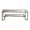 Low coffee table in patinated brass with clear glass - Moinat - Coffee tables