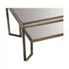 Low coffee table in patinated brass with clear glass - Moinat - Coffee tables