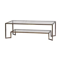 Coffee table in square tube in patinated brass, color …