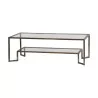 Low coffee table in patinated brass with clear glass - Moinat - Coffee tables