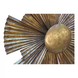 SOLEIL wall lamp in patinated gold-finish metal, 1 light.