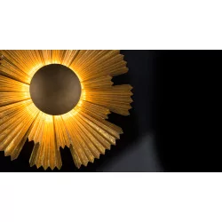 SOLEIL wall lamp in patinated gold-finish metal, 1 light.