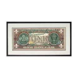 Tableau Billet de 1 Dollar, à relief sous verre en papier et …