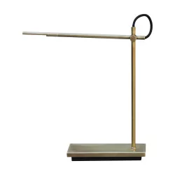 Led PIVOT table lamp, patinated brass finish.