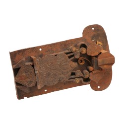 Large old wrought iron lock with original key. 20th …