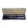 Knife and 1 silver fork in its case. 20th century - Moinat - Silverware